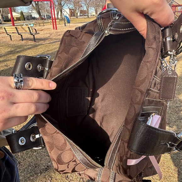 Coach Brown Handbag with Silver Accents - Picture 7 of 8